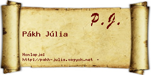 Pákh Júlia névjegykártya